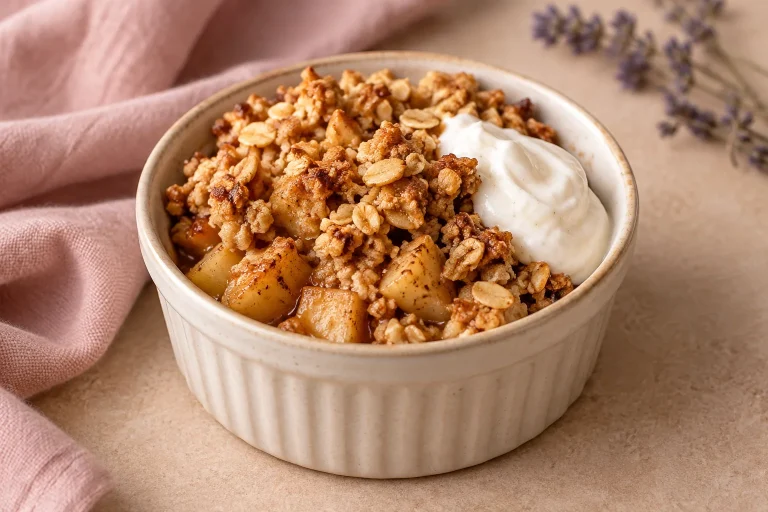 Almás crumble vaníliás fehérjekrémmel
