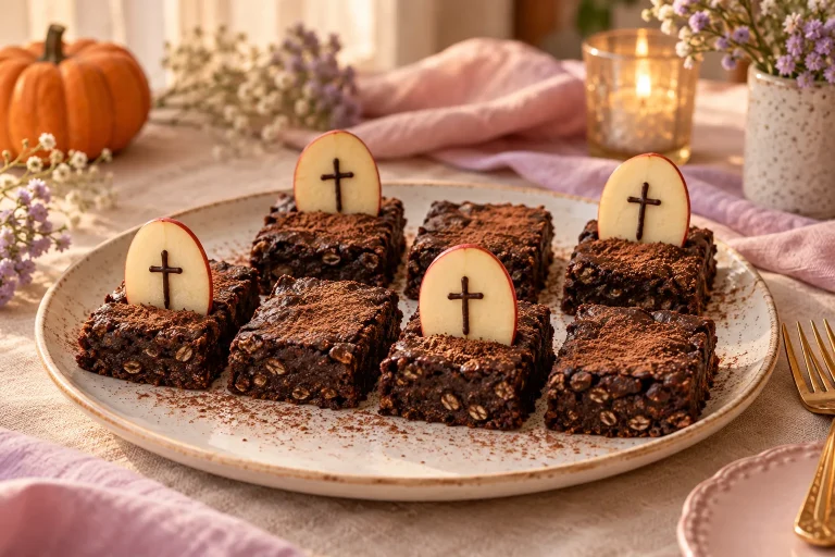 Halloweeni temető-brownie
