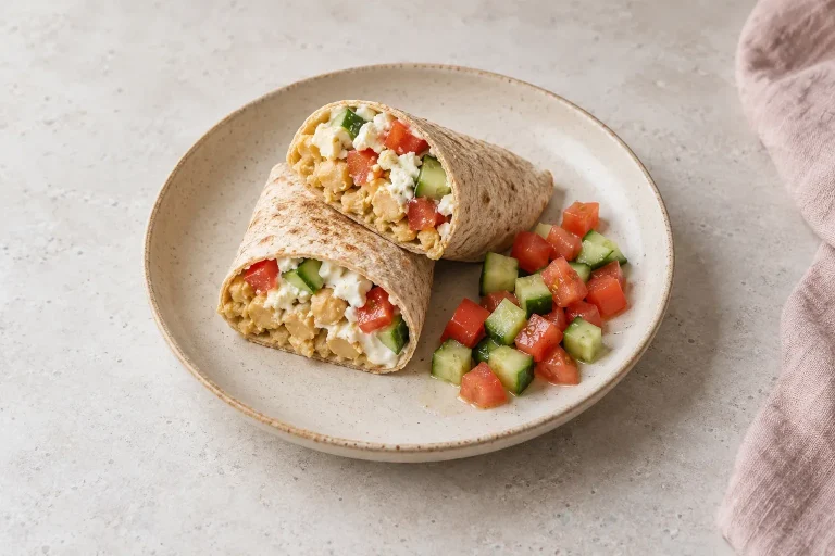 Csicseriborsós sajtos wrap joghurtos krémmel