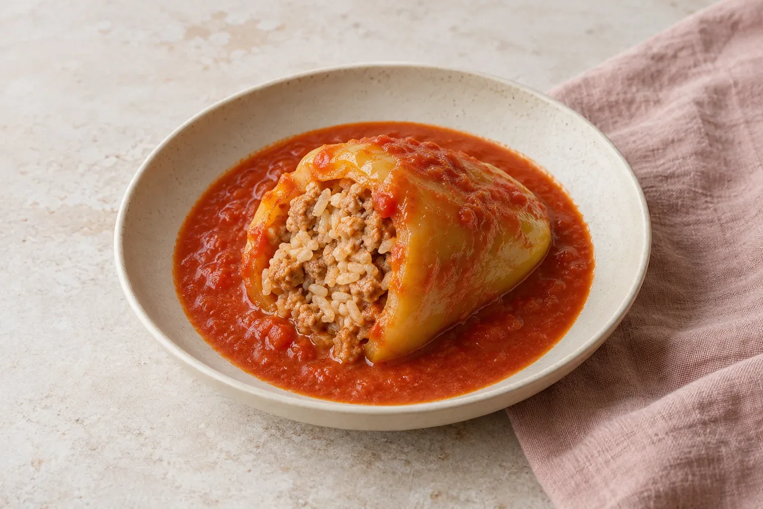 Diétás töltött paprika pulykahússal, paradicsomszószban